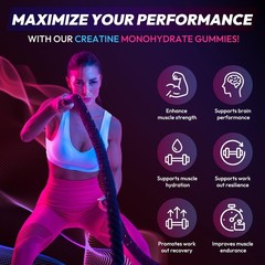 Creatine Gummies Monohydrate Complex 9000MG, Pre-Workout for Men & Women, Creati
