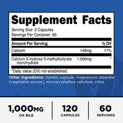 Primal HMB (1000mg, 120 Capsules) | Athlete Formula, Gluten-Free, 60 Servings