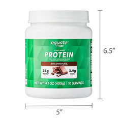 4 Pack Equate Plant-Based Protein Powder Supplement, Rich Chocolate, 14.1 oz Pk