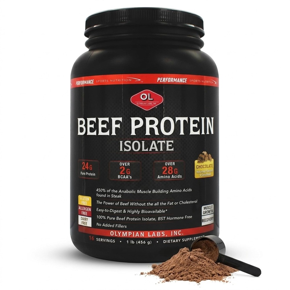 Beef Protein Isolate Powder, 24g Protein, BST Free, 2 Grams BCAA’s, Muscle Bu…