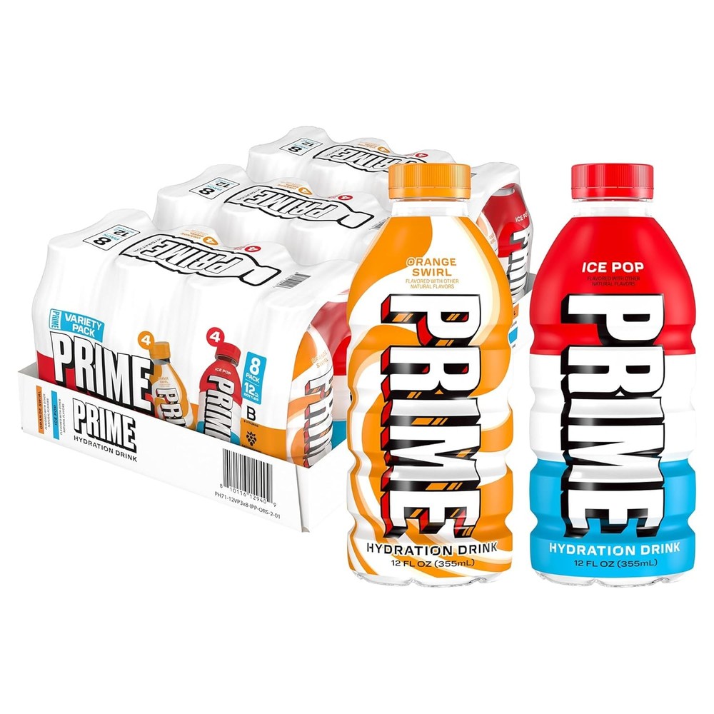 PRIME Hydration Sports Drink Ice Pop Orange Swirl Coconut Water 12oz
