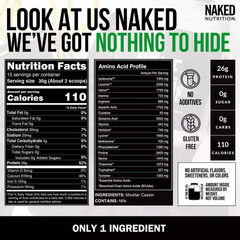NAKED Casein – 1Lb Micellar Casein Protein – Bulk, Zero Carb, Gmo-Free, Gluten F