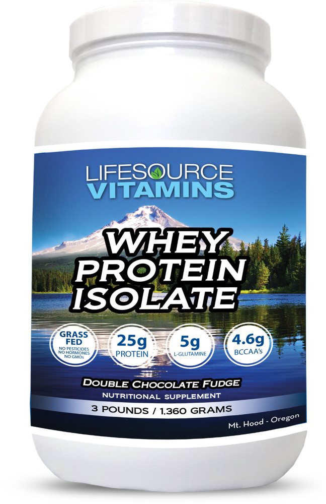 LifeSource Vitamins Whey Protein ISOLATE Grass Fed Double Chocolate Fudge 3 lbs