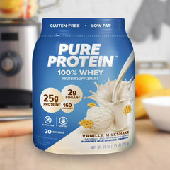 Pure Protein 100% Whey Protein Powder, Vanilla Cream, 25g Protein, 1.75 lbs