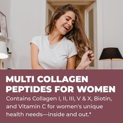 Multi Collagen Peptides Powder Types I, II, III, V, X 1 Pound (Pack of 1)