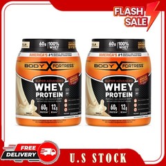 2 Pack Body Fortress 100% Whey Protein Powder Vanilla 1.74 lb 60g Protein