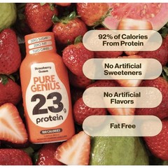 12 PACK Pure Genius Strawberry Guava Protein Shots 23g KETO Gluten & Sugar Free