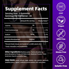 Creatine Gummies 5000mg – NSF Certified Creatine Monohydrate, Sugar Free, Veg…