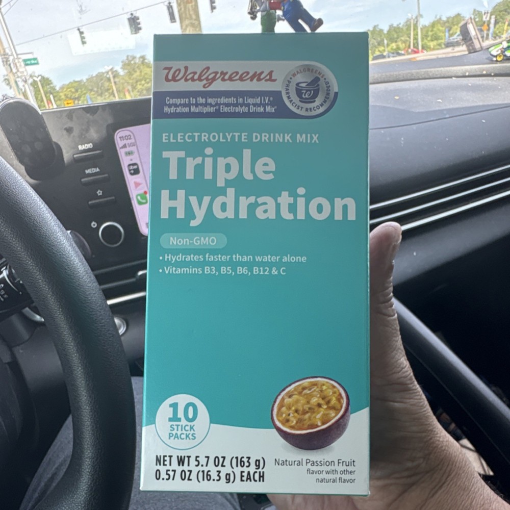 Walgreens Triple Hydration Electrolyte Drink Mix Passion Fruit 10 Packs 5.7 oz