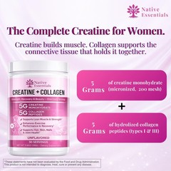 Native Essentials Creatine for Women + Collagen 13.8 Ounce (Pack of 1)