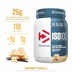 Dymatize ISO100 Hydrolyzed Whey Isolate Protein Powder, Gourmet Vanilla, 20 Serv