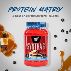 BSN Syntha-6 Blueberry Pancake Protein Powder Whey Casein 28 Servings Fiber