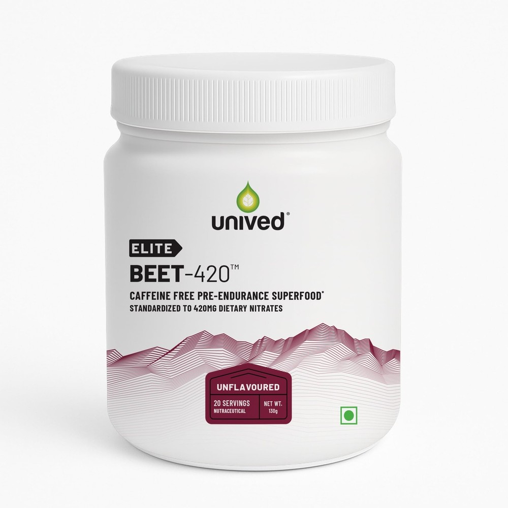 Unived Elite Beet-420 | Beetroot Extract 420mg | Vegan Pre-Workout 20 Servings