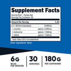 Nutricost BCAA Powder (Unflavored) 30 Servings- 6000mg Per Serving, High Quality