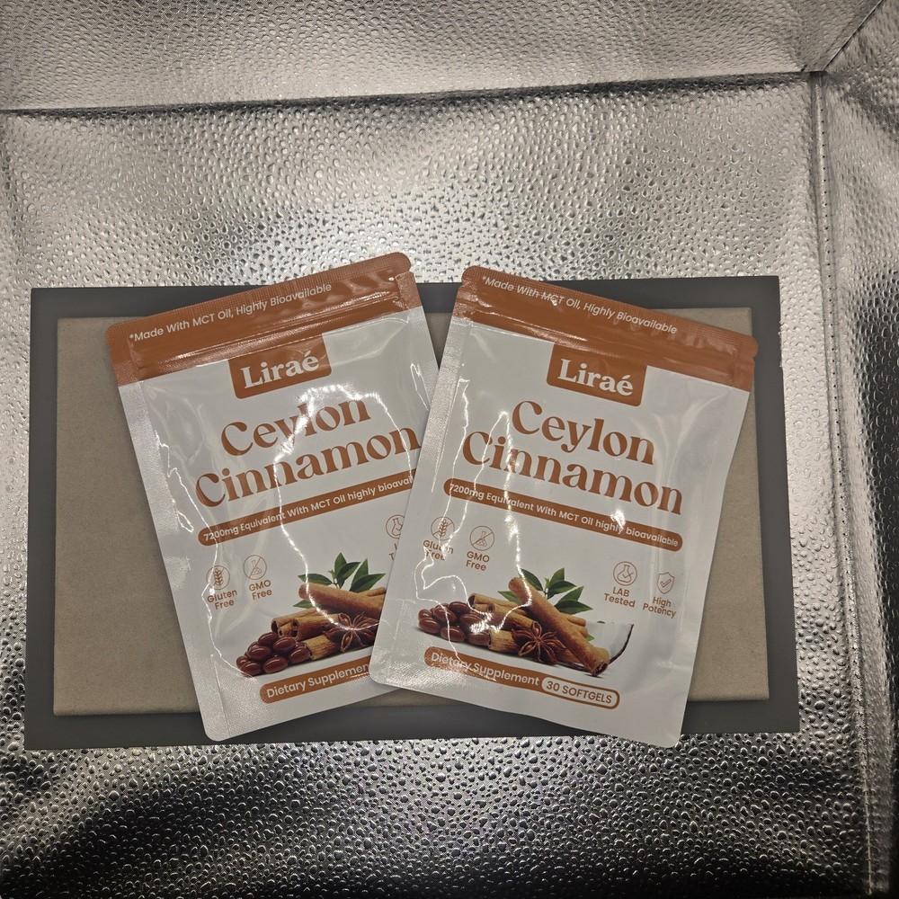 Lirae Ceylon Cinnamon 30 Soft Gel Capsules & MCT Oil 600mg Exp 04/29/28