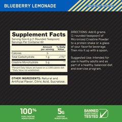 Blueberry Lemonade Creatine Monohydrate, 360g – Gluten Free & Keto