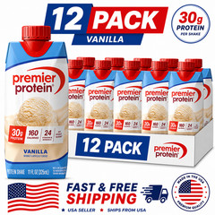 High Protein Vanilla Protein Shake 30g Ready Drink 12 Pack 11 oz Free Shipping