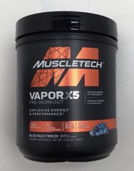 2X MUSCLE TECH VAOPR 5X PRE-WORKOUT BLUE RAZZ 9.4 OZ EACH EXP 01/2027 OR BETTER