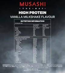 New Musashi High Protein Vanilla Milkshake Flavour 900G