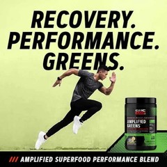 GNC AMP AMPLIFIED GREENS Powder 10oz (30 Serv) Blueberry Pomegra BEST BY 08/26