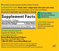 Nature Made Vitamin D3 1000 IU 25 mcg – Strong Bones & Teeth Support Supplement