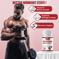 Nitric Oxide Booster Supplement w/ L-Arginine Premium Workout Muscle 60 Capsules
