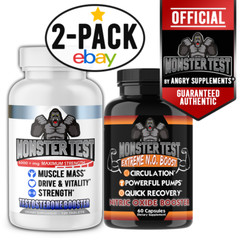 Angry Supplements Monster Test Booster 120ct + Monster Test Nitric Oxide, 2pk