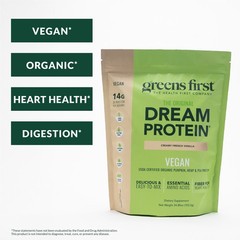 Greens First Dream Protein Plant-Based Vegan Powder – USDA Organic Pumpkin, Hemp