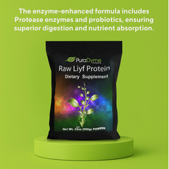 Puradyme Raw Liyf Protein Powder – Vegan Plant-Based | Enzyme Enhanced | 32oz