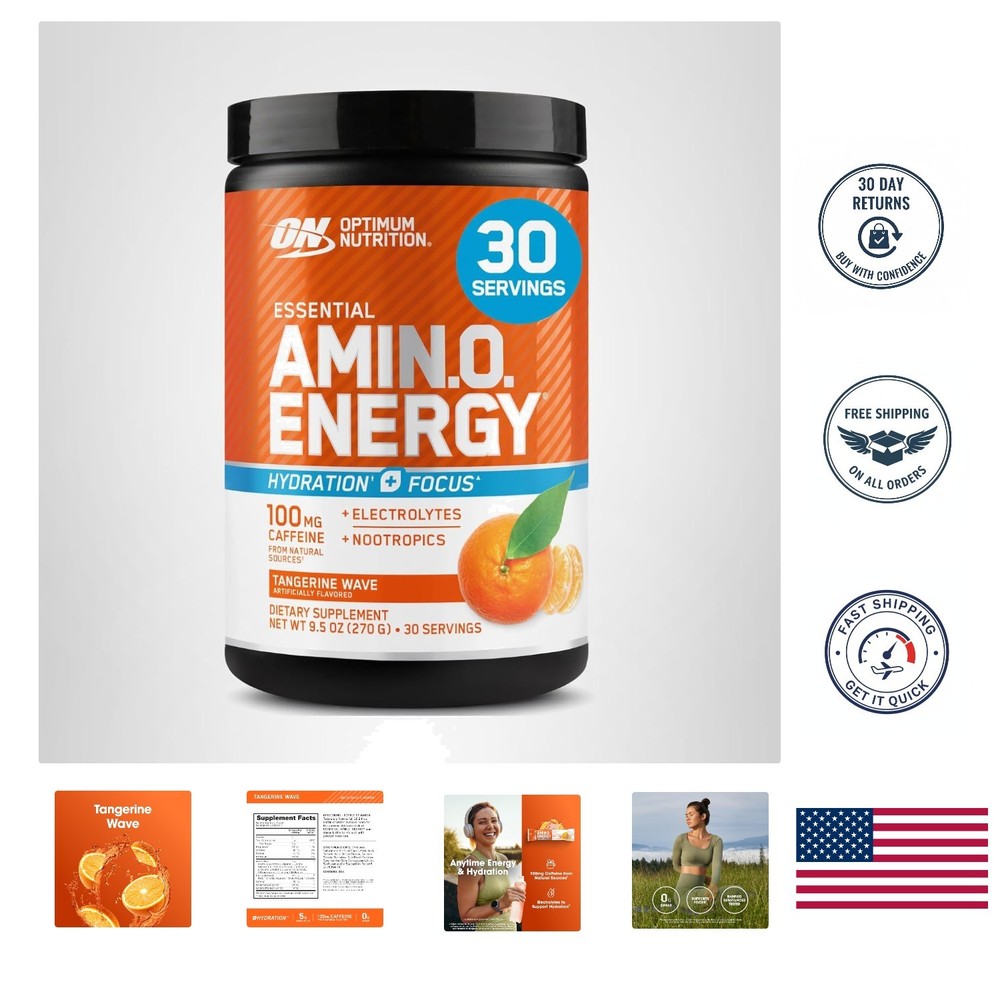 Banned Substance Tested Amino Energy + Electrolytes, 7 Count Tangerine Packs