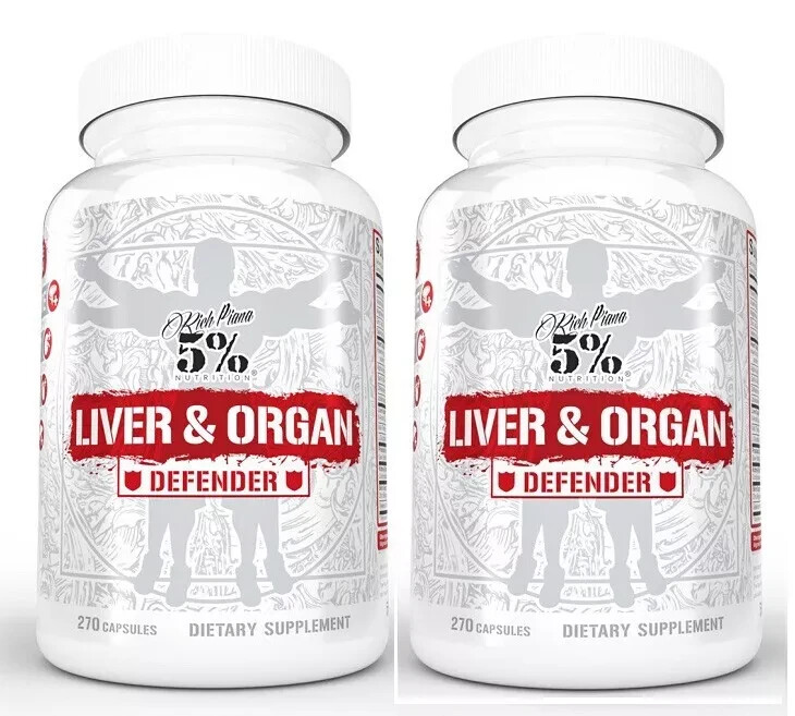[ 2 Pack ] 5% Nutrition Rich Piana LIVER AND ORGAN DEFENDER 270 Caps PCT Support
