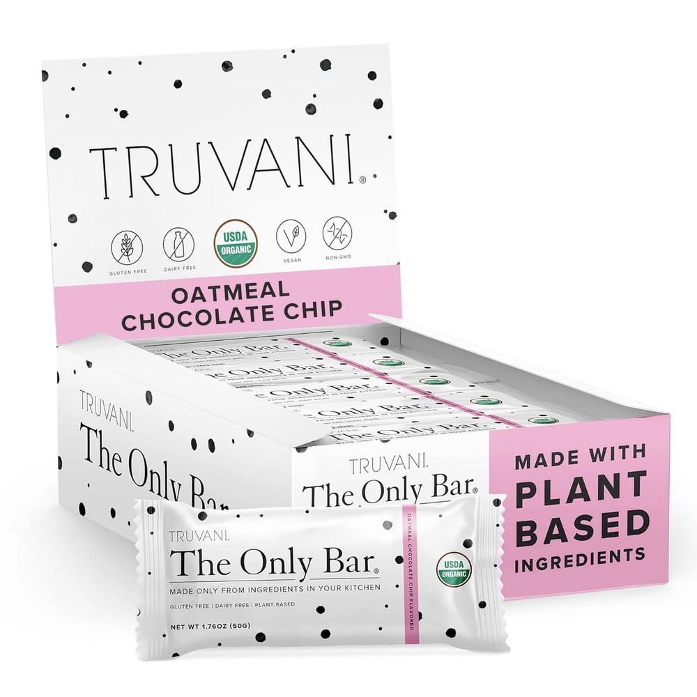 Truvani – Organic Oatmeal Chocolate Chip Bar, 1.76 oz (12 Pack) – Gluten Free