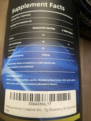 Creatine Monohydrate 90 Gummies Men & Women 5g / 5000mg Blueberry | Exp 11/27