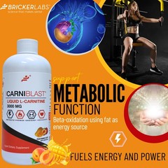 Bricker Labs CARNIBLAST Liquid L-Carnitine 3000mg 16 Fl Oz (Pack of 1)