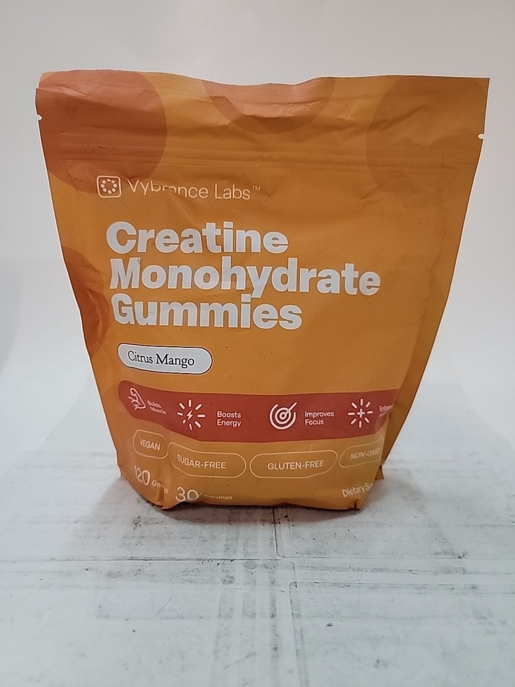 VYBRANCE LABS Creatine Gummies 5g Monohydrate + Taurine & B12 Mfg 8/25