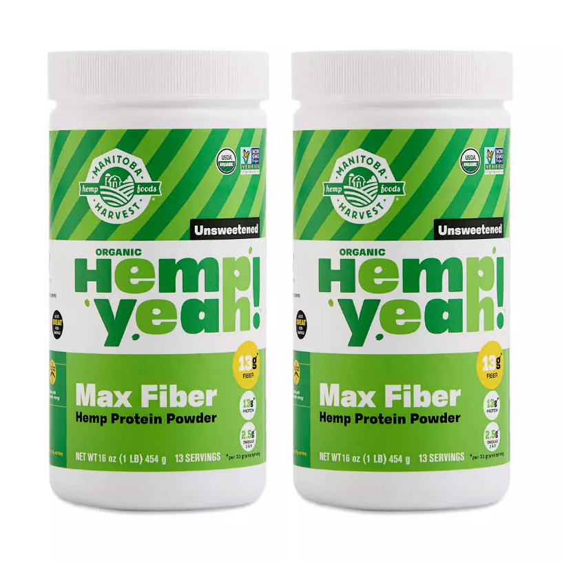 Manitoba Harvest Protein Powder Hemp Yeah! Max Fiber Unsweetened 16 oz (Pack of