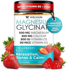 Magnesium Glycinate Gummies with Ashwagandha, L-Theanine – 500mg Magnesium Glyci