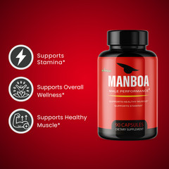 Manboa- Bodybuilding & Men’s Health Support- 4 Bottles- 360 Capsules