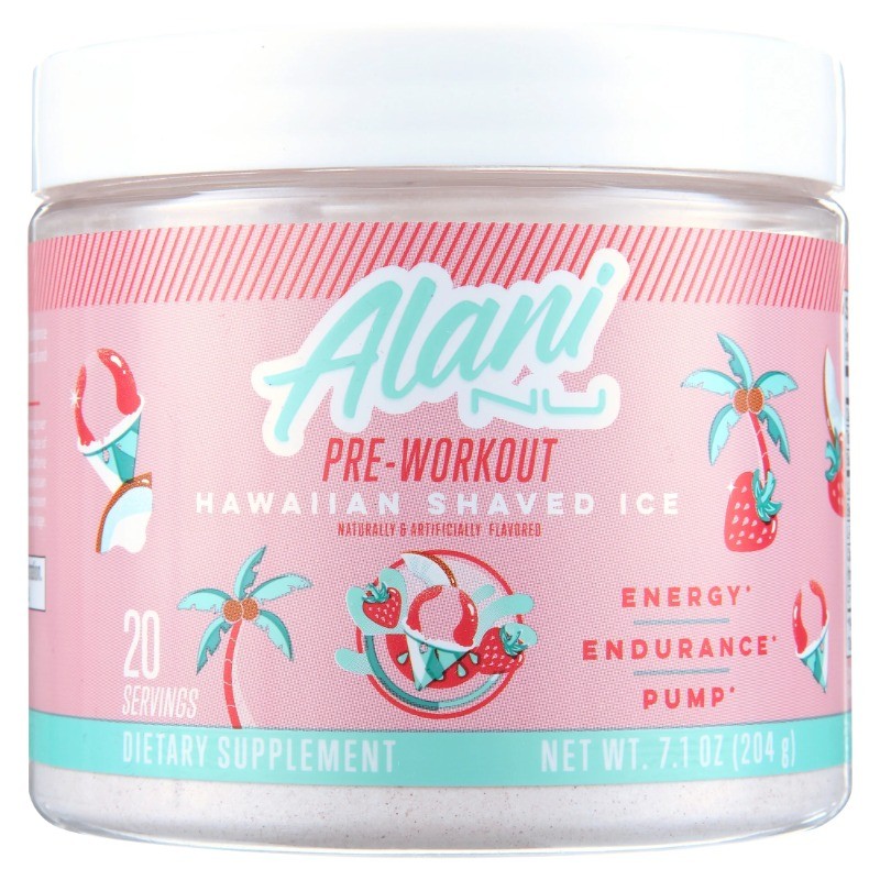 Alani Nu Pre-workout Powder, Hawaiian Shaved Ice, 20 Servings, 200mg Caffeine