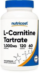 Nutricost L-Carnitine Tartrate 1000MG Per Serving 240 Caps 120 Servings