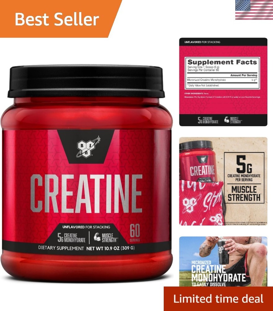 Creatine Monohydrate Powder, 60 Servings, Pure & Micronized for Peak Performance