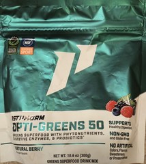 1st Phorm OPTI-GREENS 50 Powder 11 oz ( 30 Serv) Natural Berry Flavor BY 11/26