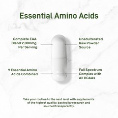 Essential Amino Acids (EAA) 2000mg Per Serving, 300 Capsules – Unflavored -…
