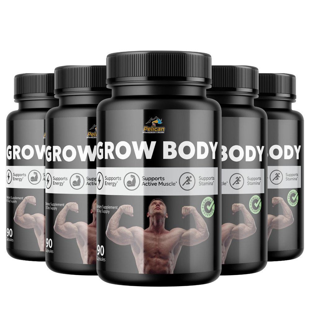 Grow Body- Bodybuilding & Men’s Health Support- 5 Bottles- 450 Capsules