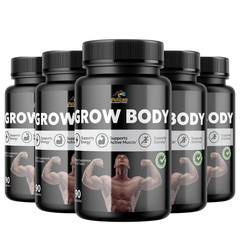 Grow Body- Bodybuilding & Men’s Health Support- 5 Bottles- 450 Capsules