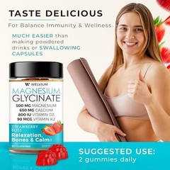 Magnesium Glycinate Gummies with Ashwagandha, L-Theanine – 500mg Magnesium Glyci