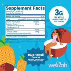 Wellah Creatine for Women (50 Servings) Blue Hawaii – 3g of Creatine Monohydrate