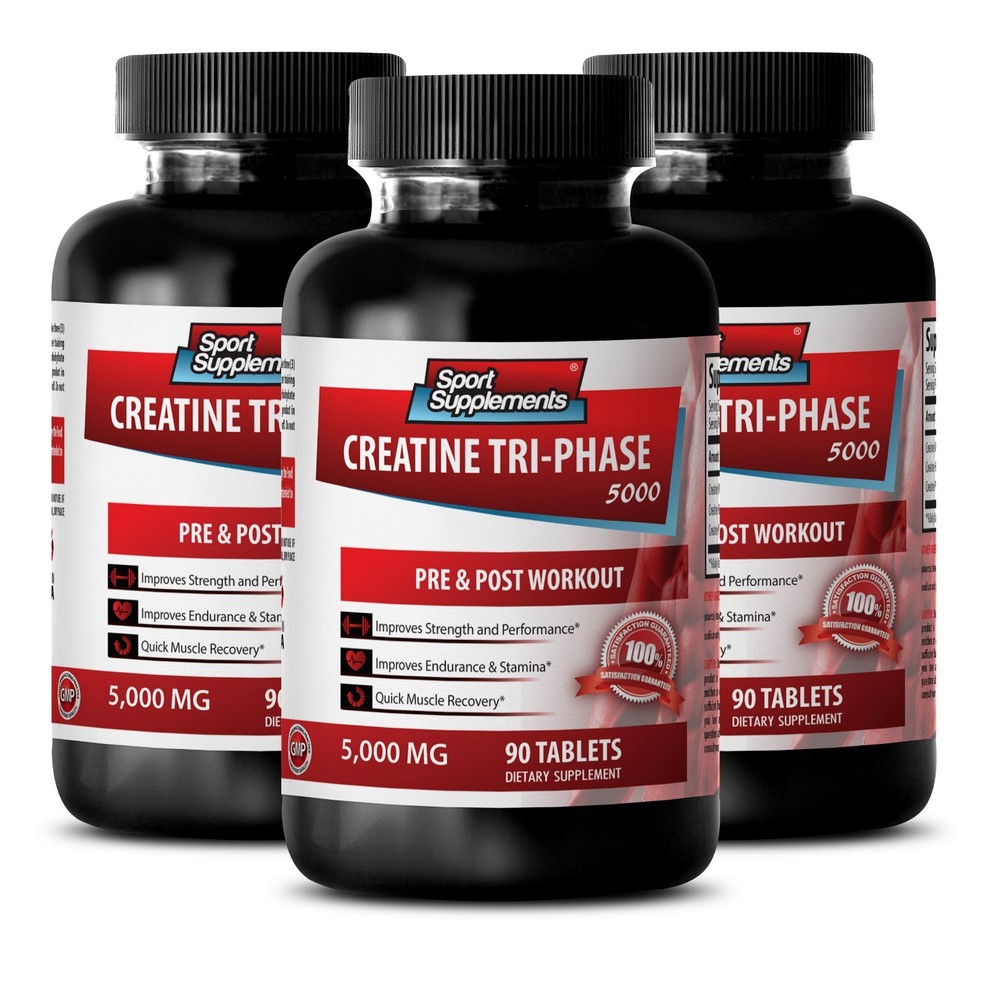 Muscle Growth – Creatine Tri-Phase 5000mg – Delay Workout Fatigue Tablets 3B