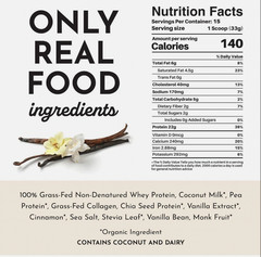 Just Ingredients Vanilla Protein Powder | 22g Protein 15 Servings Grass-Fed Whey