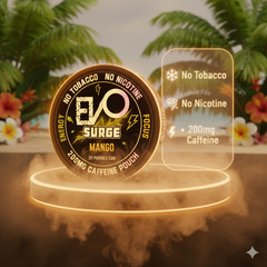 EVO Surge 200mg Caffeine Pouches – 5 Pack (20 Count/Can) – MANGO